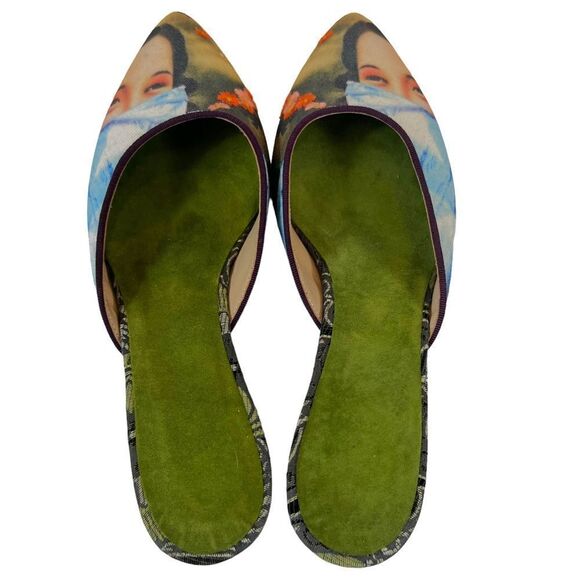 Rare Suzhou Cobblers “In The Mood” Green Wool Felt Handmade Kitten Heel - Picture 11 of 12